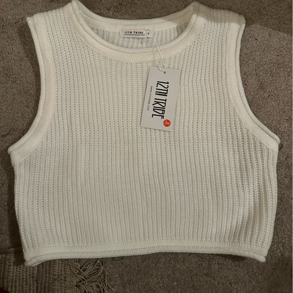 NEW 12th Tribe white crop muscle tank